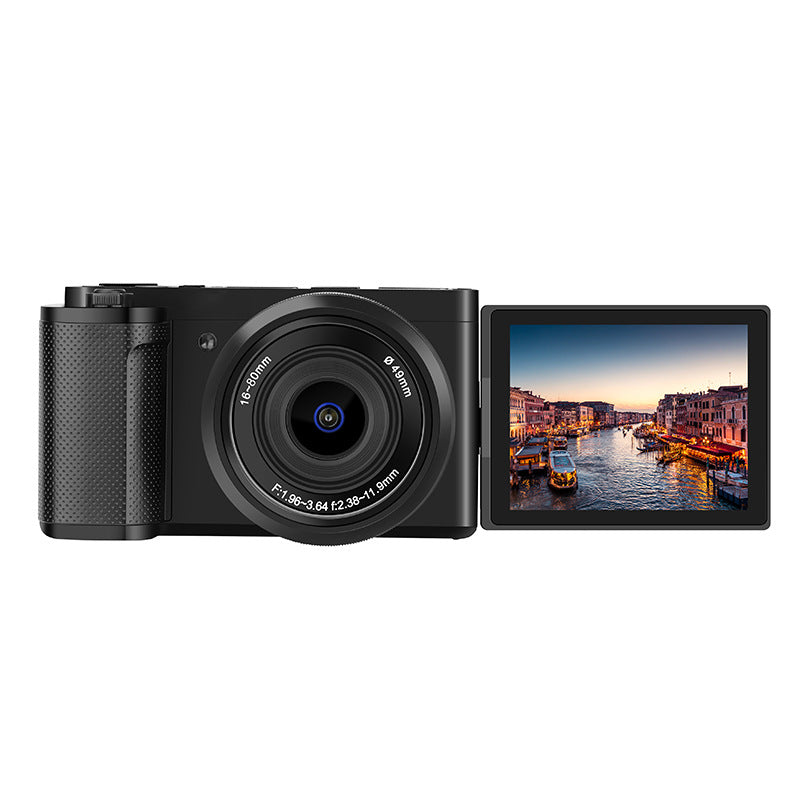 Portable Digital Mirrorless Camera | Touch Screen, Ultra Wide-Angle, Vlog & Travel (Black/White)