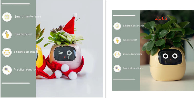 Smart AI Electronic Plant Pot – 7 Sensors, 49+ Expressions & Intelligent Water Monitor