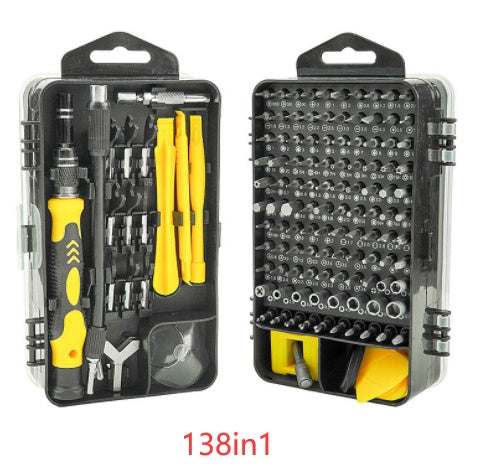 Chrome Vanadium Multi-Function Screwdriver Set | 135-in-1 & 138-in-1 | Explosion-Proof | Non-Slip | Precision & Heavy-Duty Bits | Home, Electronics & Auto Repair | 8 Colours
