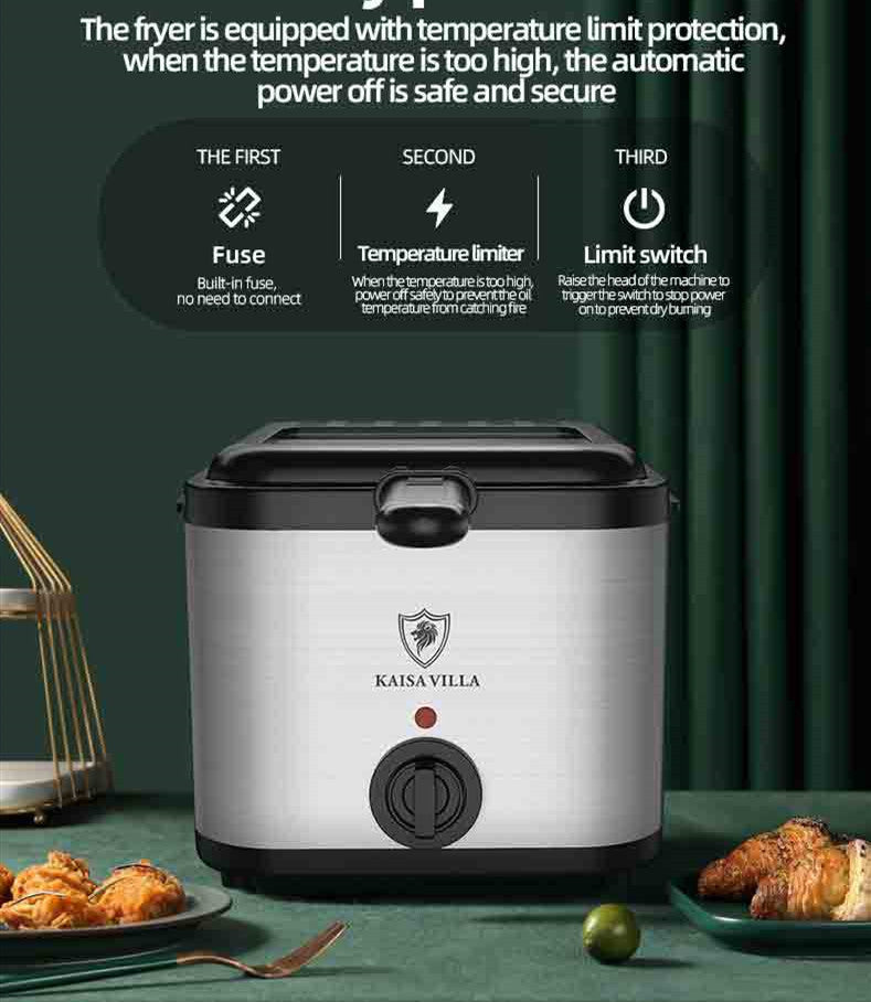 2.5L Electric Deep Fryer | 1000W | Stainless Steel | Detachable Basket | EU, UK & US Plug | Serves up to 6 | French Fries, Chicken & More