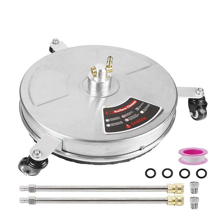 18-Inch 4000PSI High-Pressure Surface Cleaner | 3-Wheel, Brass Nozzle, Stainless Steel, 10m Spray, Floor Washing