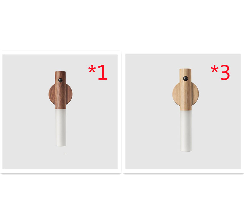 PIR Motion Sensor LED Night Light | Magnetic Wood Base | USB Rechargeable | 4m Detection | Warm White | Ash & Walnut
