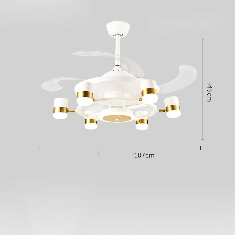 72" All-Copper Motor 8-Head LED Ceiling Fan Chandelier | Tricolor 72W+12W, Remote & Wall Switch, Black & White