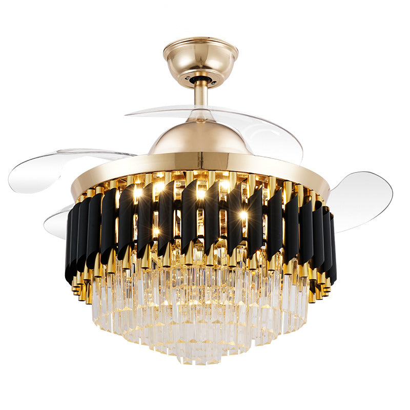 FB2835 Crystal Ceiling Fan Light | Variable Frequency, Remote Control, 42" & 48", 220V, Multi-Room