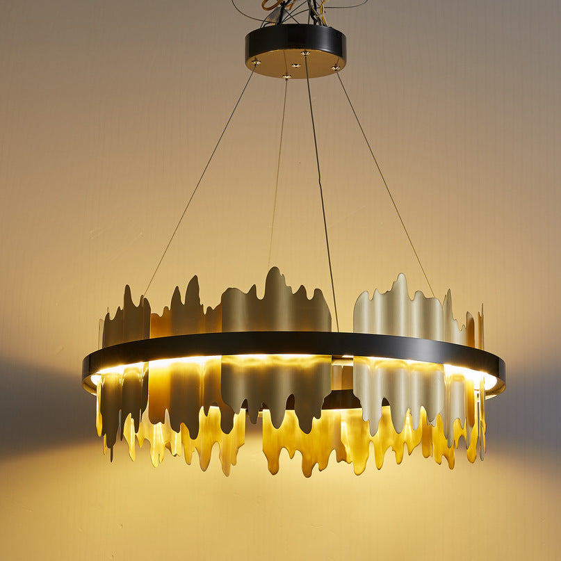 Postmodern Italian Minimalist Organic Glass LED Pendant Chandelier | D60 & D80, 2m Adjustable, Black & Gold, 220V