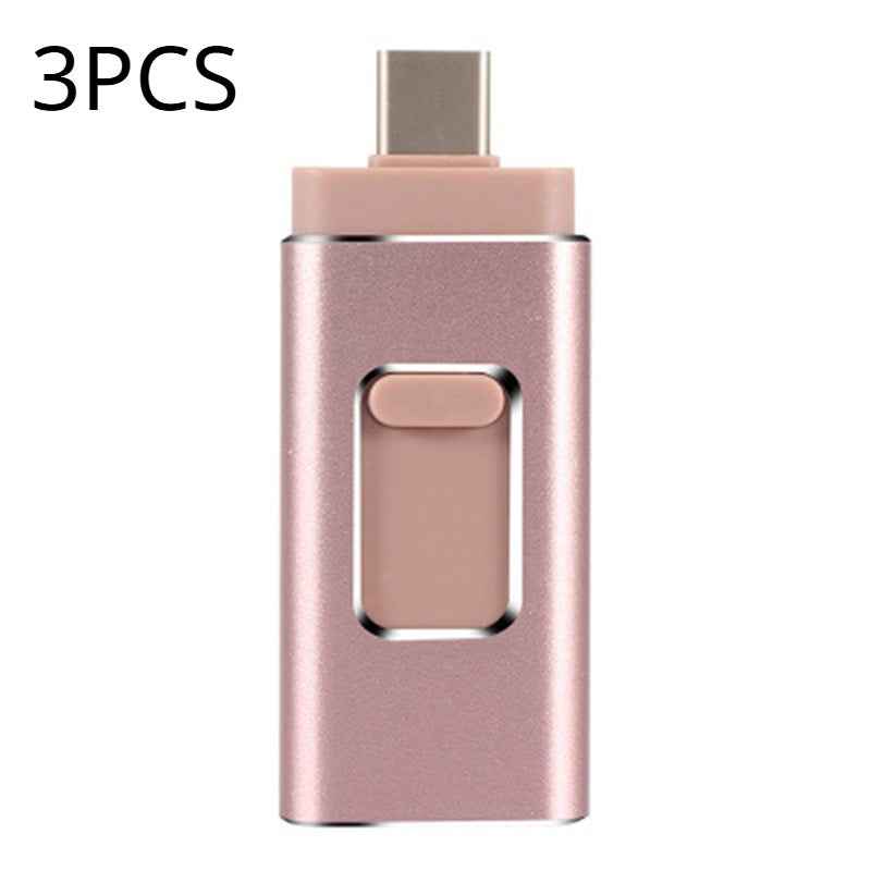 4-in-1 USB Flash Drive – iPhone Lightning, USB-C, USB-A & Micro USB | 8G–1TB | Black, Gold, Silver & Rose Gold