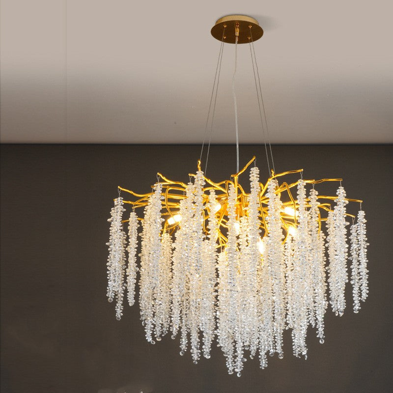 Light Luxury Aluminium Crystal LED Chandelier | Round & Long, 6 Sizes 60-150cm, 50cm Adjustable, 111-240V