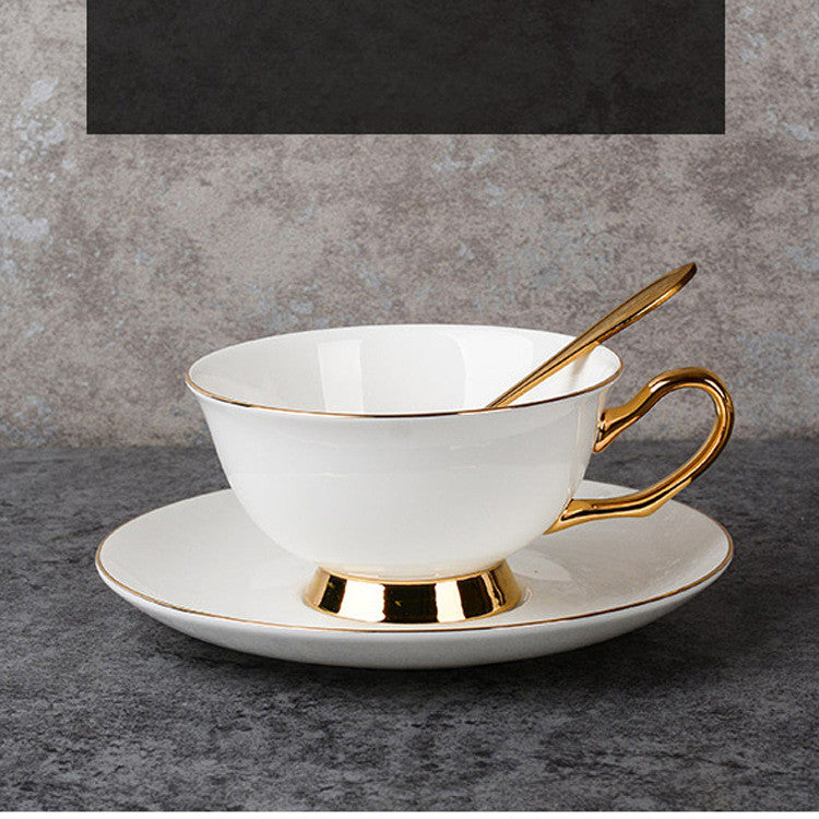 Bone China Gold Hand-Painted Coffee & Tea Set | 6-Person, 200ml Cups, Saucers, Milk Jug & Sugar Bowl, Gold