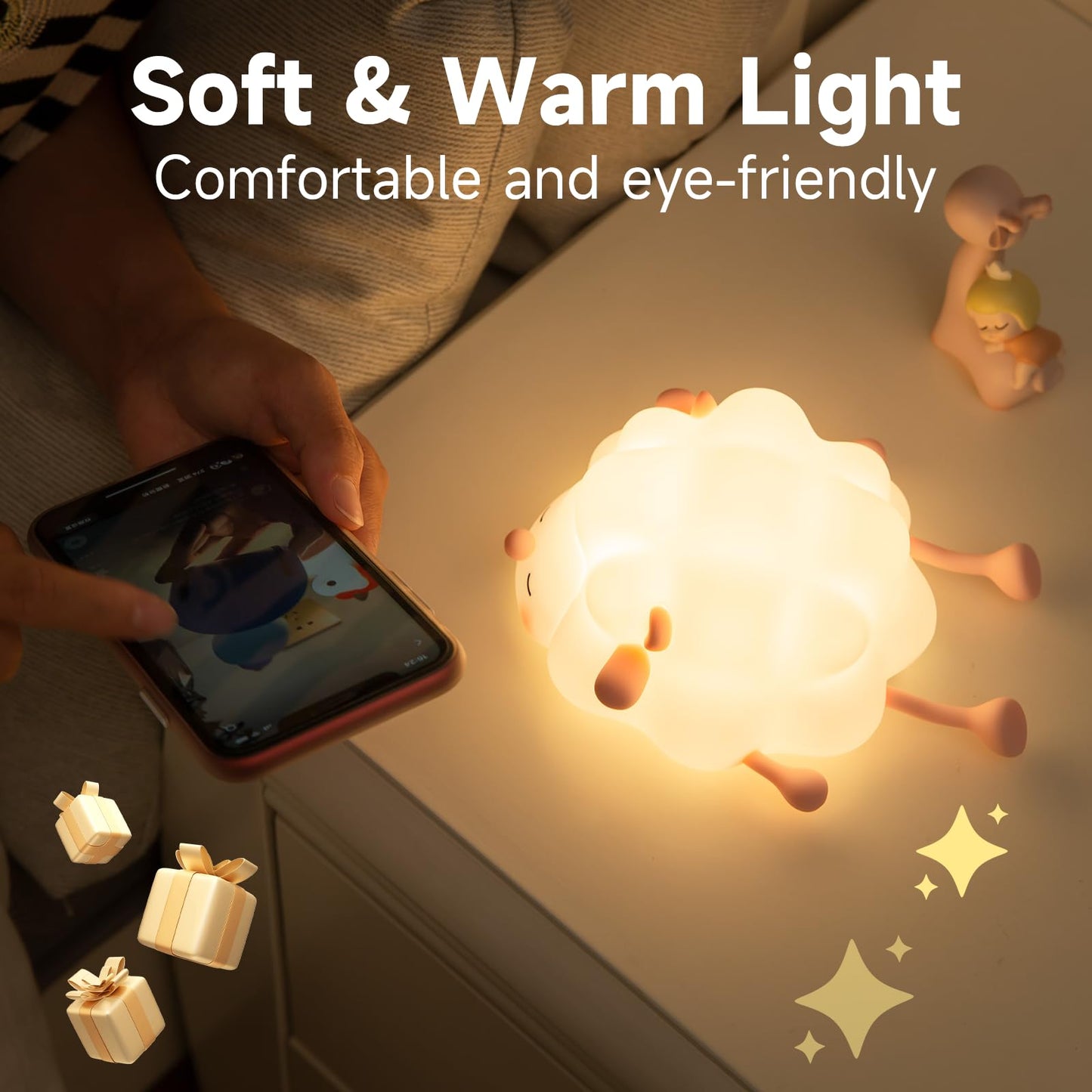 Silicone Animal Night Light | BPA-Free | 3 Brightness Levels | 30-Min Timer | 6hr Battery | Type-C | Kids Bedroom | Black, Pink, Panda & Rabbit