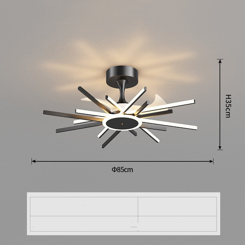 Nordic Light Luxury Iron LED Ceiling Fan Lamp | 3 Sizes 63-100cm, Black & Black Gold, Living Room & Bedroom