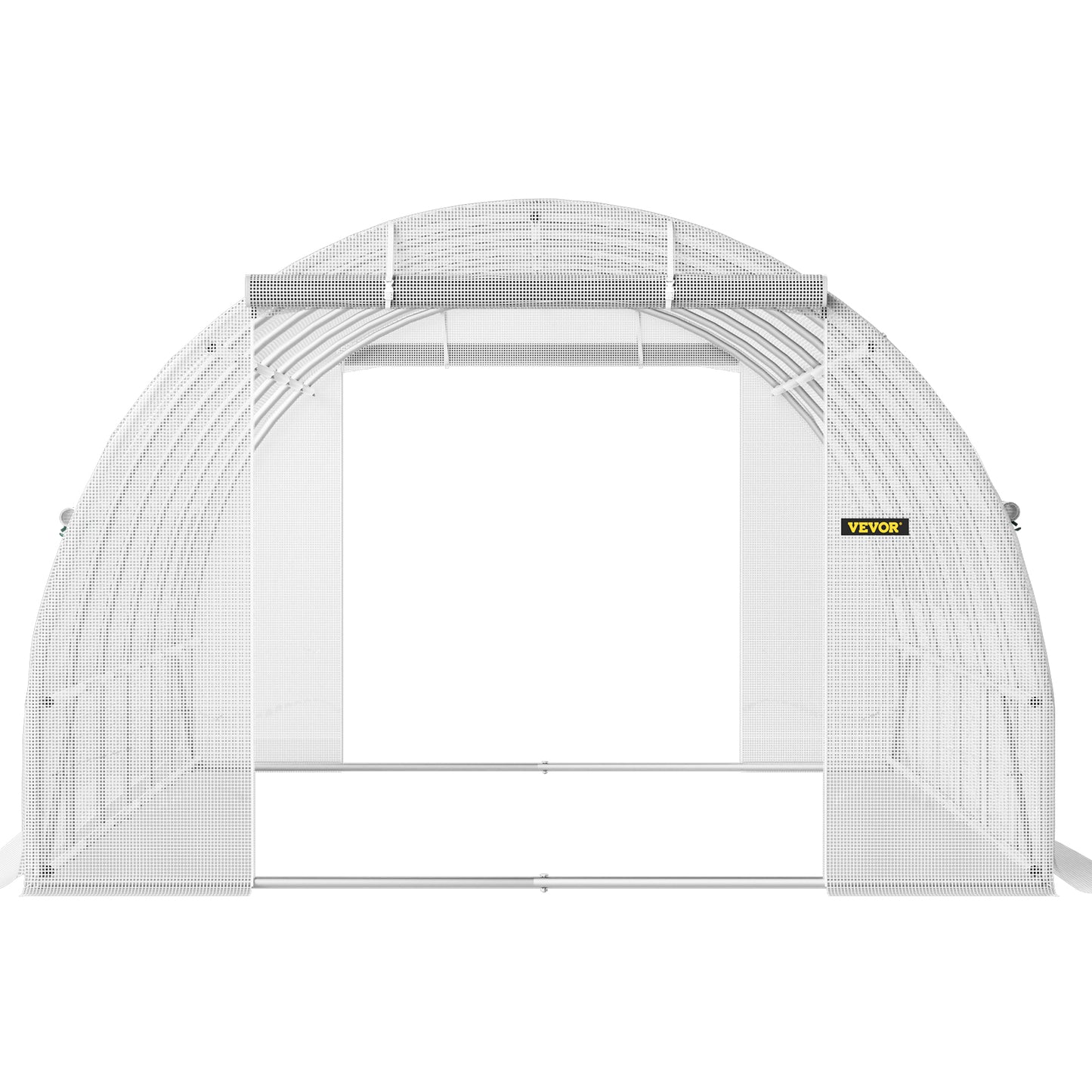 VEVOR 20'×10'×7' Walk-In Tunnel Greenhouse | Galvanized Steel, 12 Roll-Up Windows, 2 Zippered Doors, White
