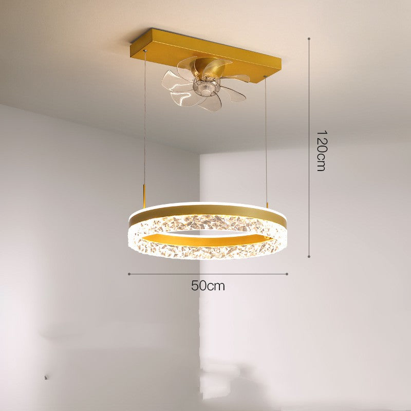 Scandinavian Light Luxury Invisible Blade Ceiling Fan with Light | Ø50cm, ABS & Acrylic, Black, Gold & White, 220V