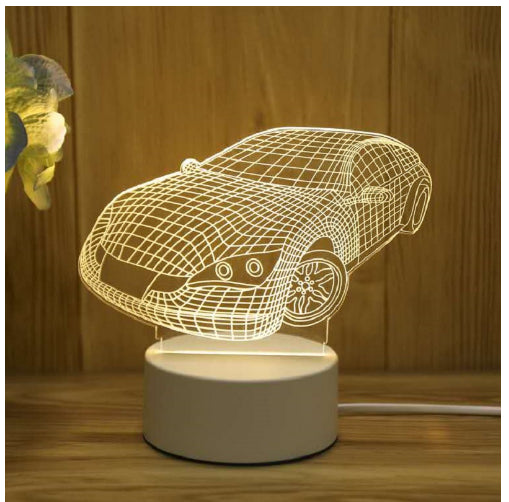 3D Illusion Acrylic LED Night Light | USB | 110–240V | Warm White | 12 Designs | I Love You, Ferris Wheel, Dinosaur, Rose & More | Bedroom, Gift & Home Decor
