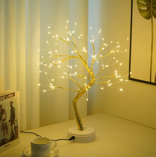 Nordic LED Copper Wire Fairy Light | Battery & USB | Rice Grain & Globe Bulbs | Gold & Silver Tree | Warm Tones | Bedroom, Living Room, Wedding & Hotel Decor