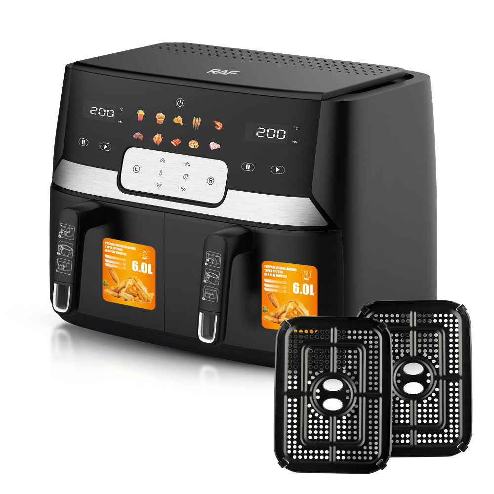 Large Capacity Double-Lining Air Fryer | 1700W, 6L+, Hot Air Convection, 220V, EU Plug, Black