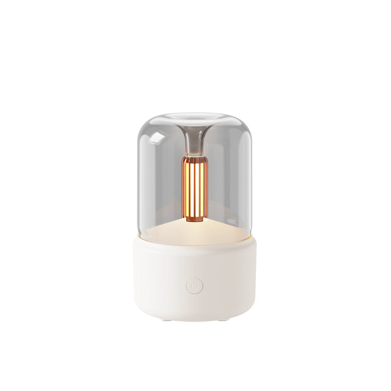 Candlelight Aroma Diffuser & Humidifier | 120ml | 8–12hr | USB | <36dB | Auto Shut-Off | Simulated Flame LED | No Filter | Beige, Black & Pink | Bedroom & Office