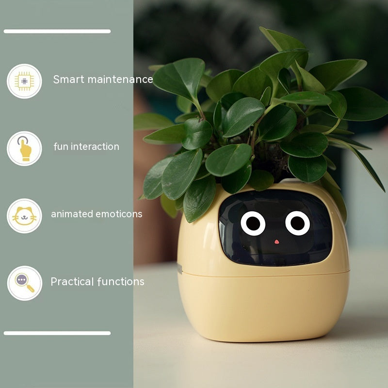 Smart AI Electronic Plant Pot – 7 Sensors, 49+ Expressions & Intelligent Water Monitor