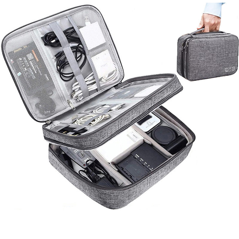 Double Layer Electronics Organizer Bag – Waterproof Travel Cable Case