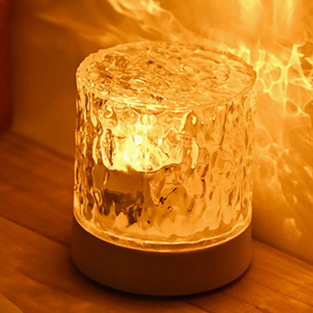 Water Ripple Crystal Atmosphere Lamp | Acrylic | USB Rechargeable | Touch & Remote Control | 40,000hr LED | Dynamic Ripple Projection | RGB 16-Colour & Tricolor | Bedroom, Dining & Outdoor