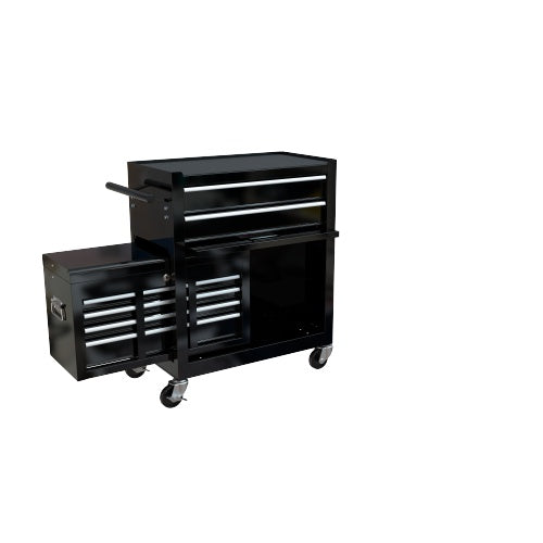 8-Drawer Rolling Tool Chest with Wheels | Central Lock, Ball-Bearing Drawers, Powder-Coated Steel, Black