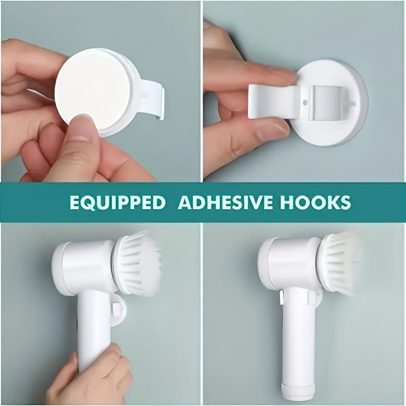 Electric Spin Cleaning Brush | USB Rechargeable | Handheld | Automatic Rotary | ABS + Nylon | Bathroom, Kitchen & Tile Scrubber | White