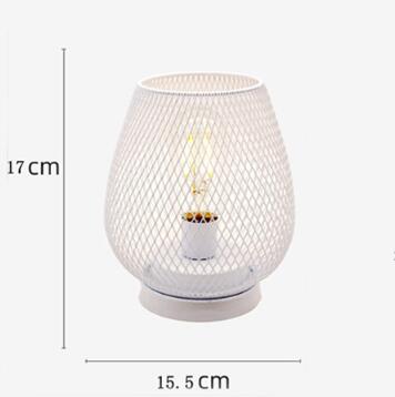 Retro Iron Art Birdcage Table Lamp | E27 | 1W 2700K 150lm | 3×AA Battery | Iron & Glass | Nordic Minimalist | Hollowed Design | Bedside, Bedroom & Home Decor | Black & White