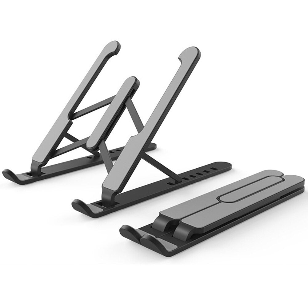 Foldable Laptop Stand | 6-Height Adjustment | Hollow Cooling | ABS | 11–17" | Black & White