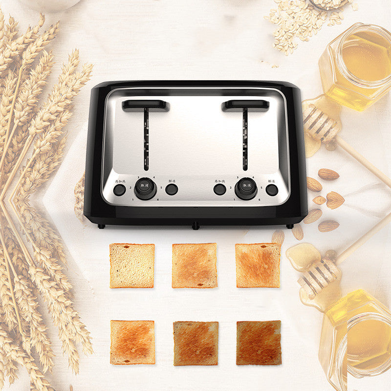 4-Slice Automatic Toaster | 1500W | 6-Level Browning | 220V | AU, CN, EU, UK & US Plug | Toaster Only, Plug Only & Set | Black | Home Kitchen