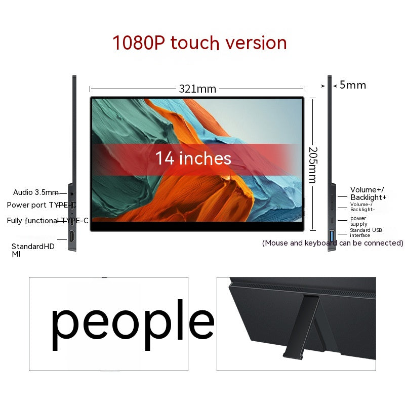 Portable IPS Monitor | 1080p Full HD | Touch & Regular | 13.3", 14" & 15.6" | HDMI & USB-C | Black