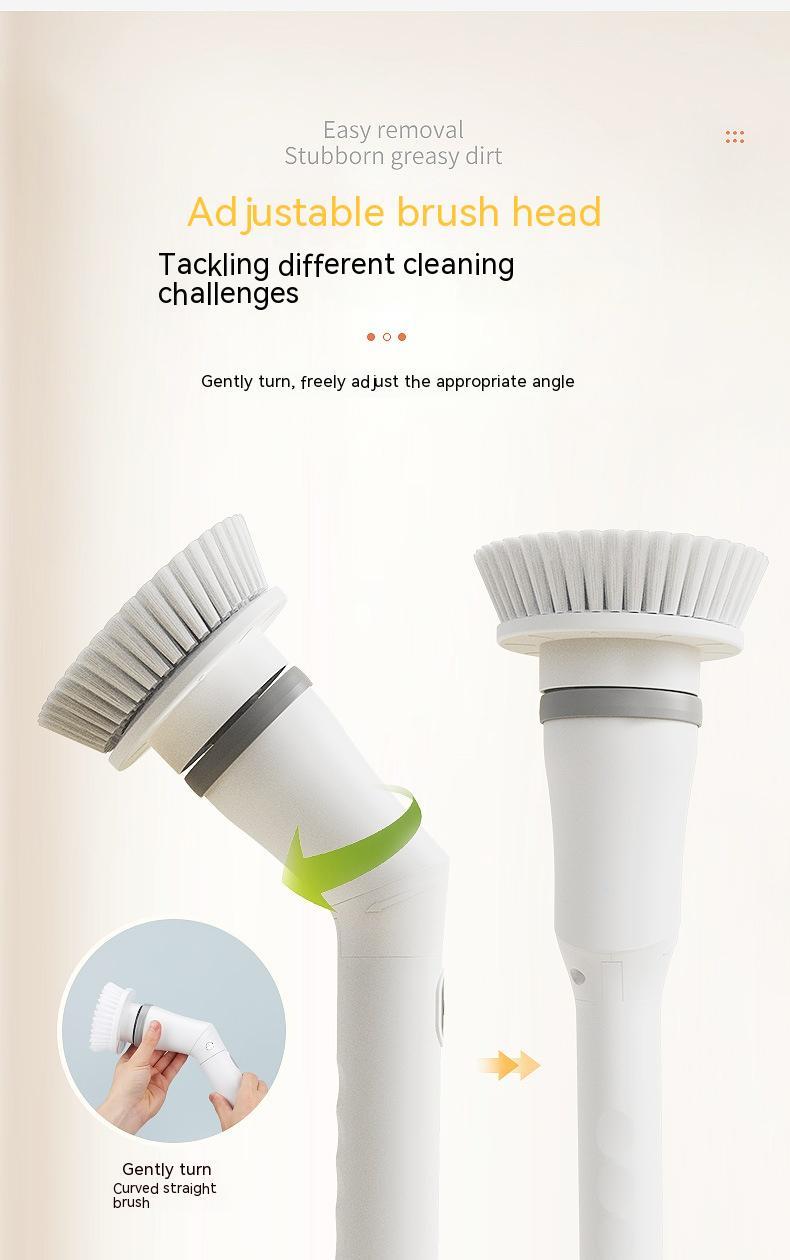 Multifunctional Electric Cleaning Brush | Type-C Rechargeable | Telescopic Long Handle | Elbow Design | Wall, Tile & Bathroom Scrubber | White