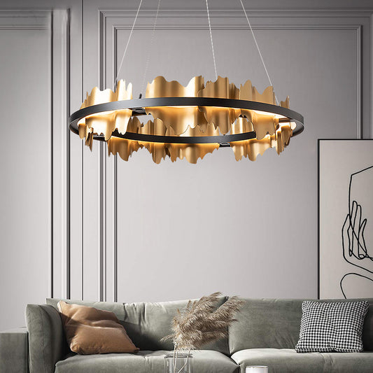 Postmodern Italian Minimalist Organic Glass LED Pendant Chandelier | D60 & D80, 2m Adjustable, Black & Gold, 220V
