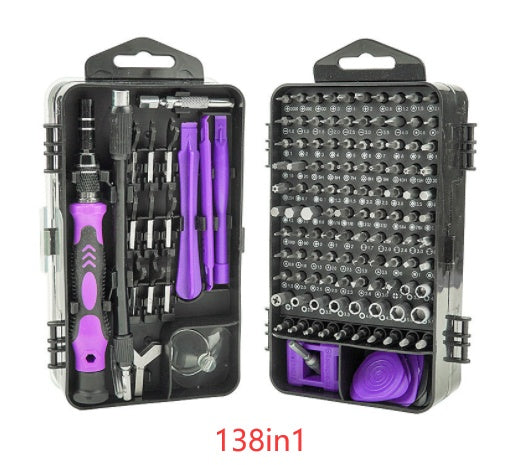 Chrome Vanadium Multi-Function Screwdriver Set | 135-in-1 & 138-in-1 | Explosion-Proof | Non-Slip | Precision & Heavy-Duty Bits | Home, Electronics & Auto Repair | 8 Colours