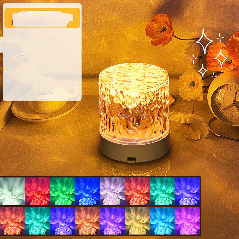 Water Ripple Crystal Atmosphere Lamp | Acrylic | USB Rechargeable | Touch & Remote Control | 40,000hr LED | Dynamic Ripple Projection | RGB 16-Colour & Tricolor | Bedroom, Dining & Outdoor
