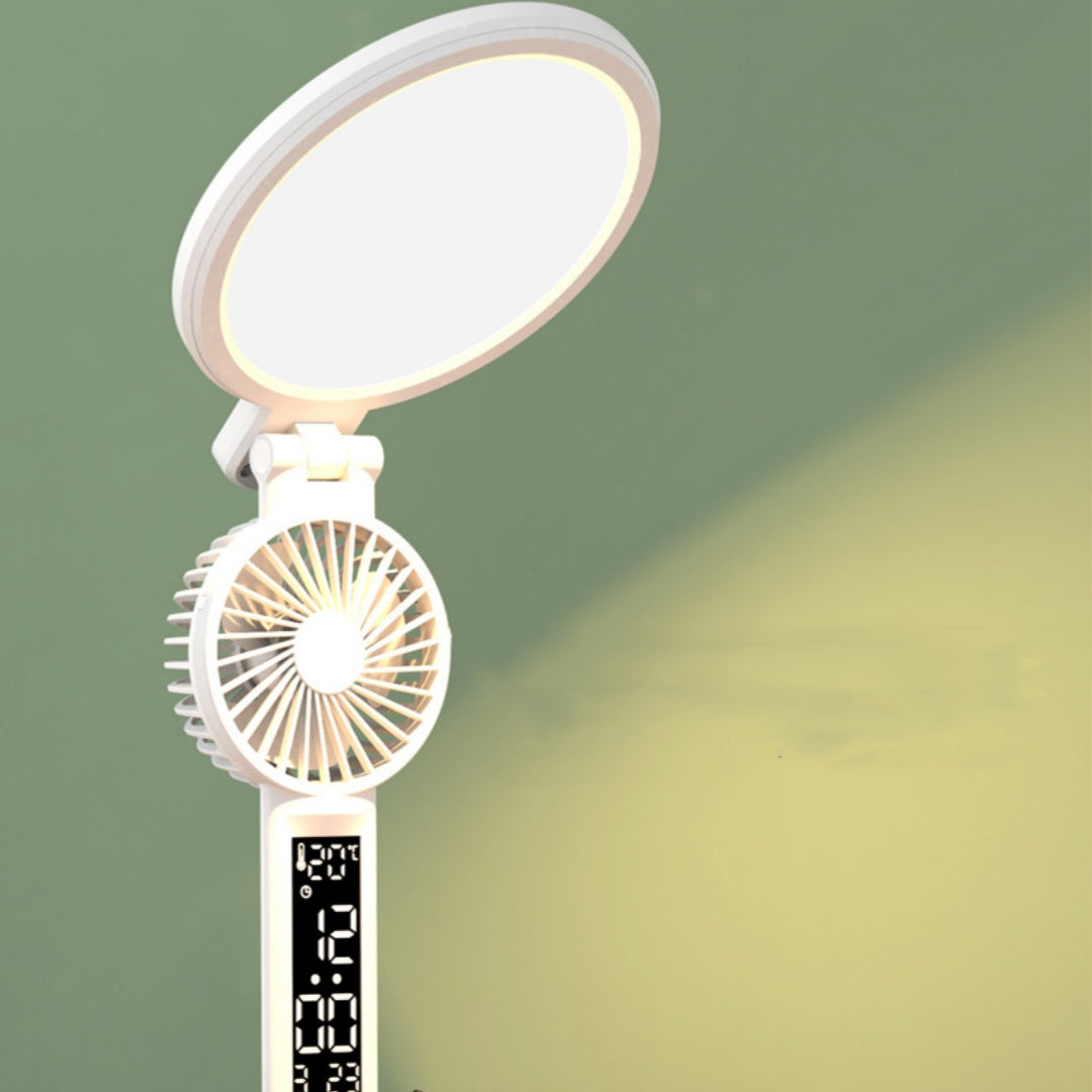 LED Clock Desk Lamp | 7W | 40 LEDs | 3-Colour + Dimmer | USB Rechargeable | Fan & Pen Holder | 2000 & 3200mAh