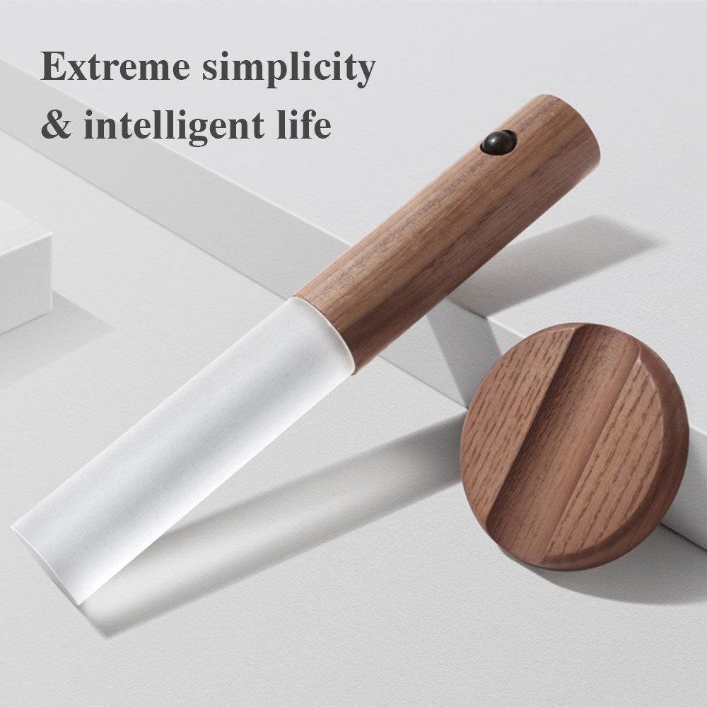 PIR Motion Sensor LED Night Light | Magnetic Wood Base | USB Rechargeable | 4m Detection | Warm White | Ash & Walnut