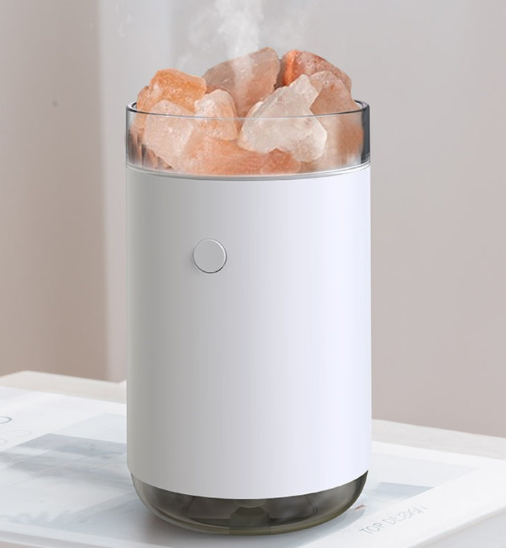Crystal Salt Stone Humidifier & Aroma Diffuser | USB | 260ml | LED Night Light | Negative Ions | 4–8hr Spray | Blue, Pink & White