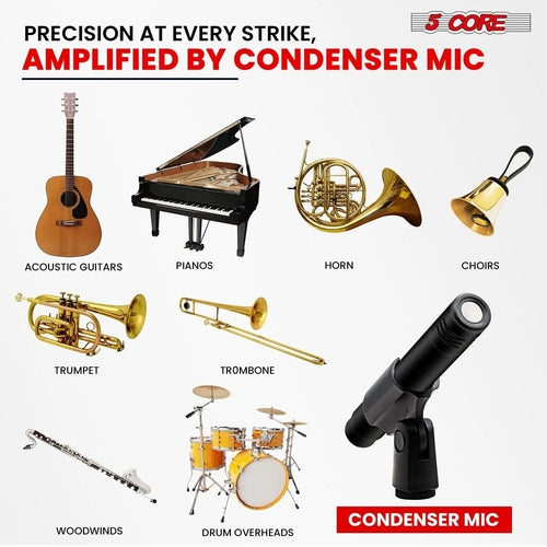 5Core Instrument Microphone Professional XLR Cardioid Pencil Stick - SUNSHINE1504