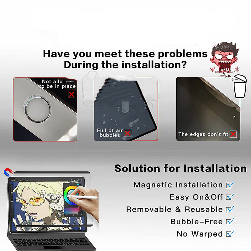 Magnetic Matte Paper-Feel iPad Screen Protector | Anti-Glare, Anti-Fingerprint | iPad Pro, Air & Mini | Japanese PET Film