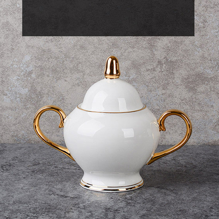 Bone China Gold Hand-Painted Coffee & Tea Set | 6-Person, 200ml Cups, Saucers, Milk Jug & Sugar Bowl, Gold