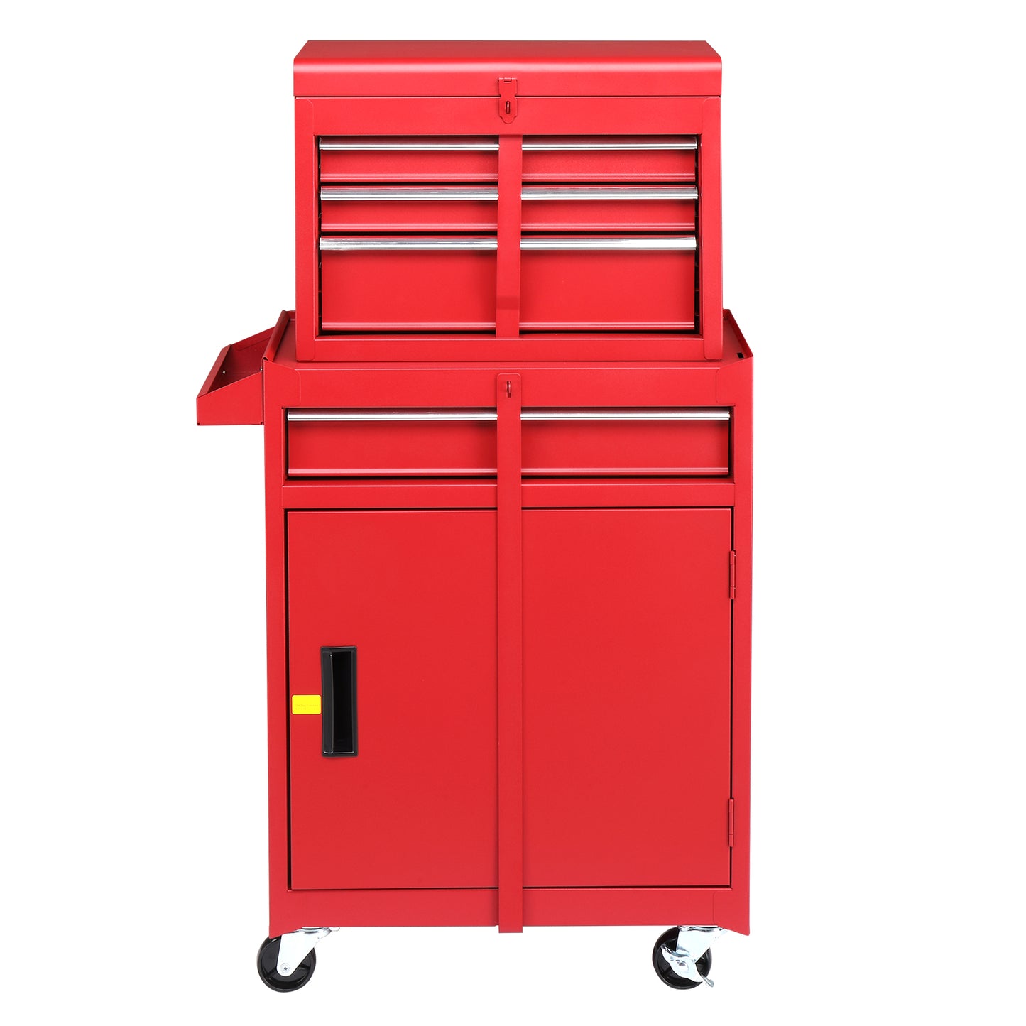 4-Drawer Lockable Steel Tool Cart & Cabinet Combo | 330 lbs, Rolling, 102cm Combined Height, Red
