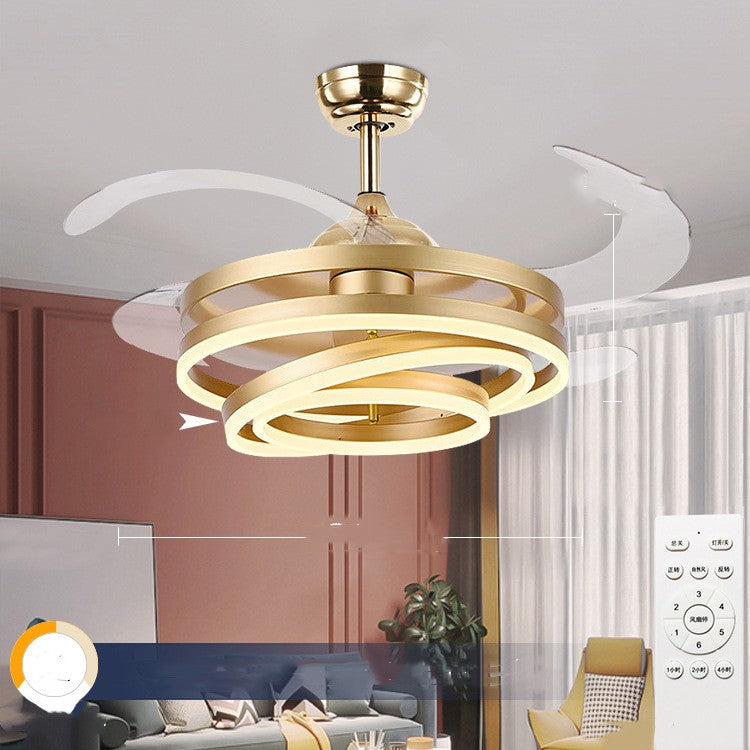 Modern Acrylic Resin LED Ceiling Fan with Remote | 6-Speed Variable Frequency, 42" & 48", Gold, Black & White, 220V