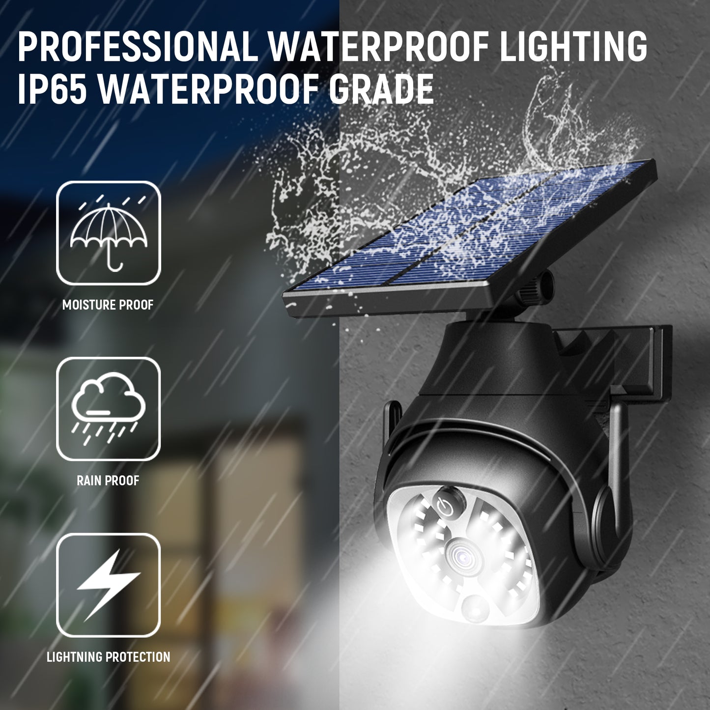 Solar PIR Motion Sensor Wall Light | 1200mAh | 120° Sensing | 6–8m Range | 30s Delay | ABS | Rotatable & Fixed Panel | Outdoor Garden & Balcony
