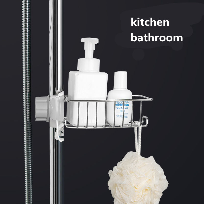 Clip-On Sink Faucet Sponge & Utensil Holder | No Drill | 17.5×9.5×11.5cm | 2-in-1 Detachable Hook | Adjustable Clamp | 201 SS, 304 SS, Black & White Iron | Kitchen & Bathroom