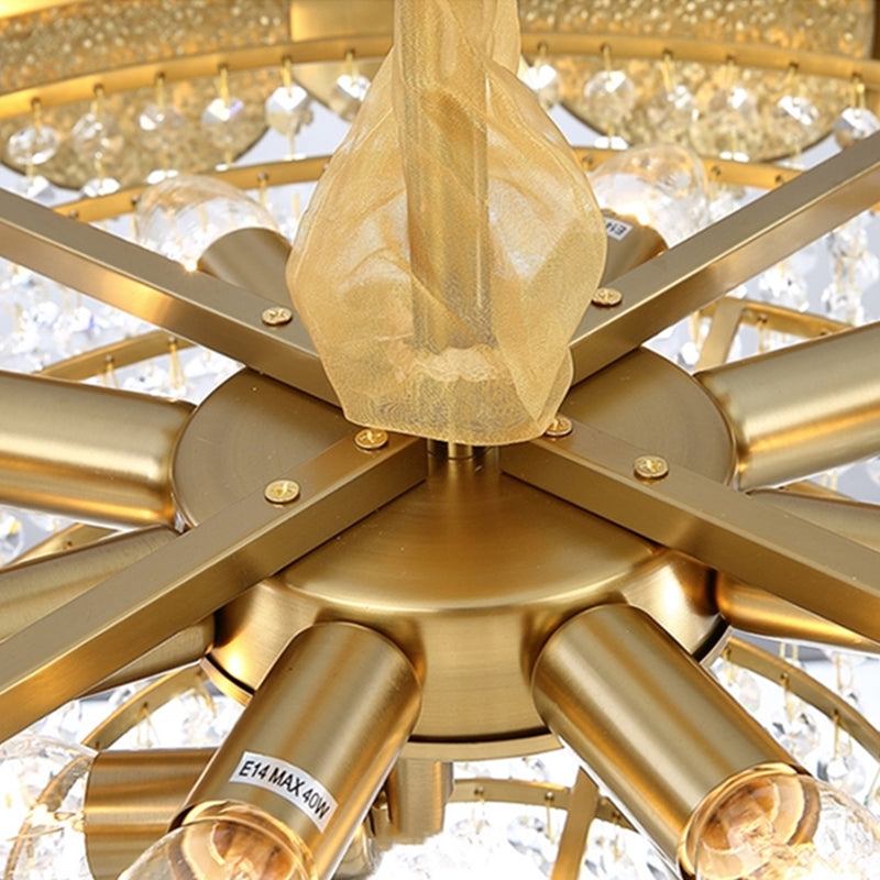 Gold Stainless Steel Crystal LED Chandelier | 3 Sizes, Round & Oval, 220V, 10-40㎡, Living Room & Dining