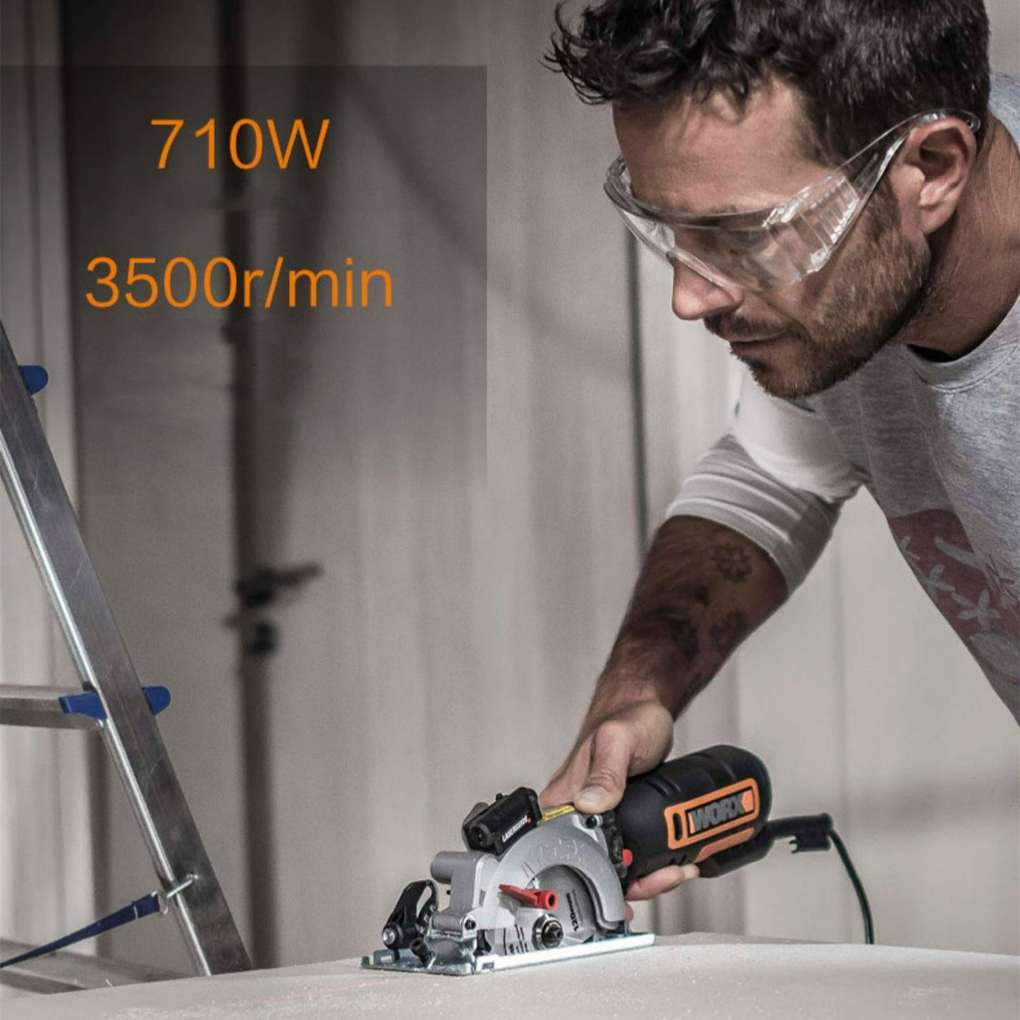 WX427 710W Electric Circular Saw | 0-45° Bevel, 46mm Cut Depth, TCT Blade, Woodworking Tool