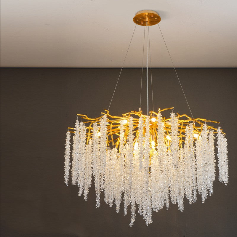 Light Luxury Aluminium Crystal LED Chandelier | Round & Long, 6 Sizes 60-150cm, 50cm Adjustable, 111-240V