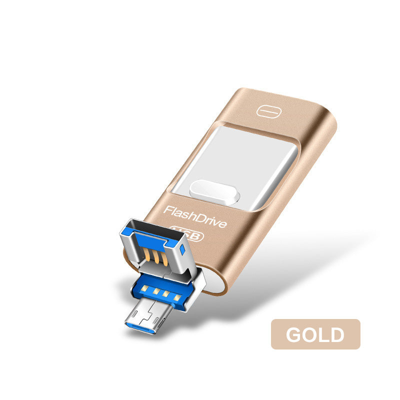 3-in-1 Metal USB Flash Drive | Phone & Computer Compatible | 8GB–256GB | Black, Gold, Rose Gold, Silver