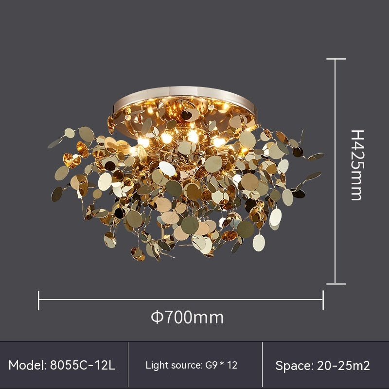 8055C-8L Stainless Steel G9 Tree Blade Chandelier | 2 Sizes D380 & D500, 220V, 15-20㎡, Multi-Space