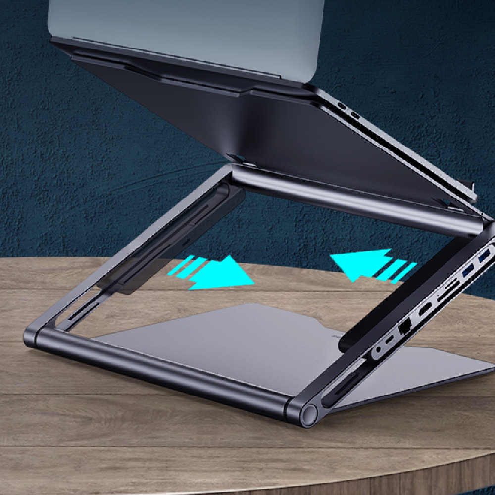 Aluminium Laptop Stand | Stand Only, 7-in-1 & 8-in-1 Docking Station Options | Model NBS01 | Deep Space Grey