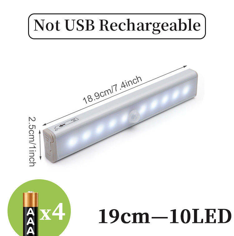PIR Motion Sensor LED Light Bar | 0.5W | 450mAh | Micro-USB & Battery | 90° PIR | 3–5m | 20s Auto-Off | Cool & Warm White | 9cm–520mm | Cabinet, Wardrobe & Stair Light
